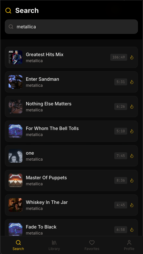 Smart Guitar mobile search view